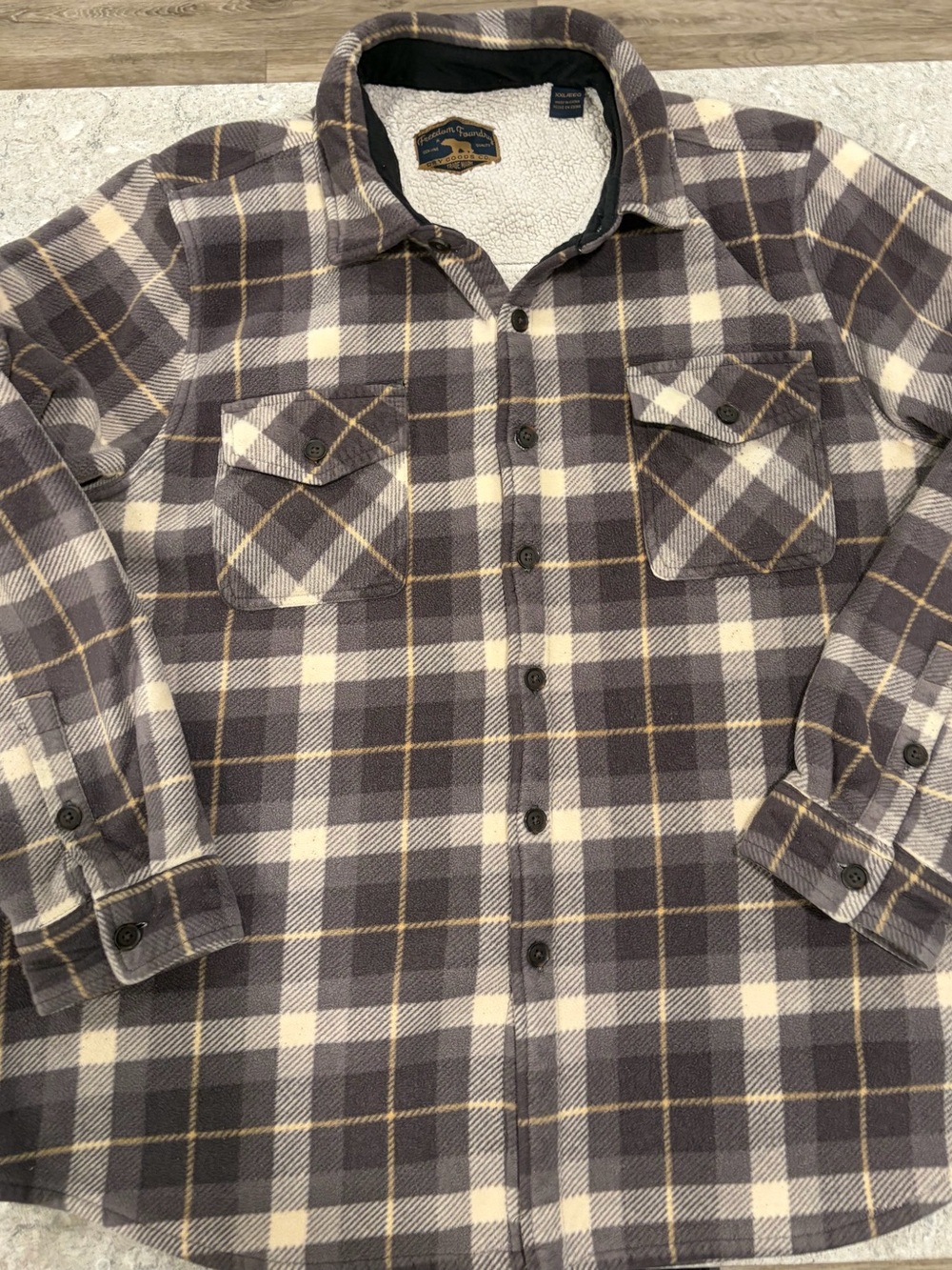 Freedom Foundry Sherpa-Lined Plaid Jacket - Gray, Cream & Tan-XXL